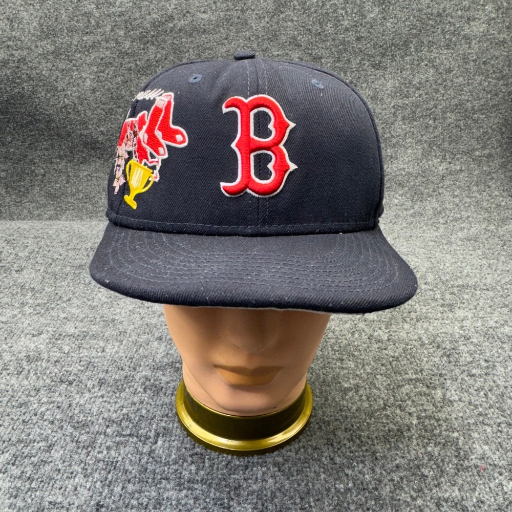 Boston Red Sox Hat Mens 7 3/4 Blue New Era 59FIFTY City Transit Fitted Cap MLB